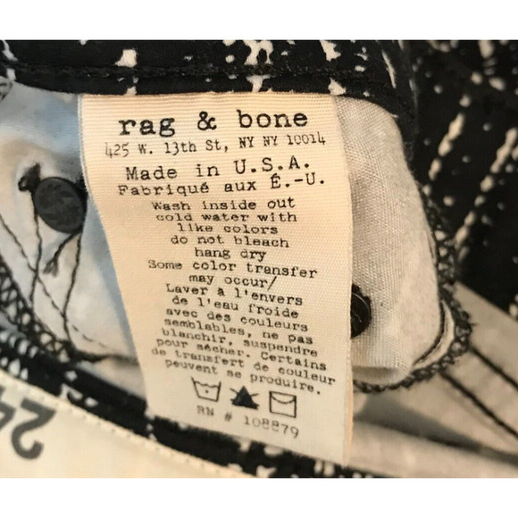 Rag & Bone Jean Black/White Barcode Print Stretch Leggings - Size 24 - NWT - Picture 12 of 12